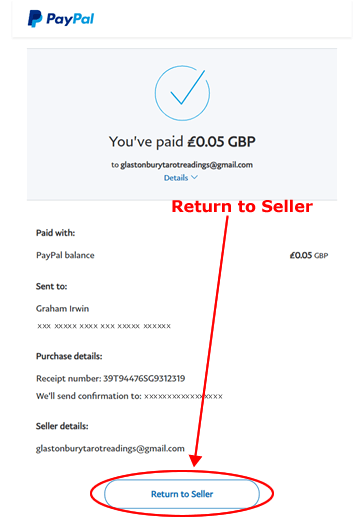 image showing the return to seller button